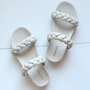 Kaanas Anthropologie Grey Braided Double Strap Flat Platform Sandals Slides 7